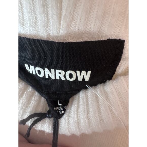 MONROW Ivory Ribbed Crewneck Sweater Pull Over Women's Sz Large NWT - Picture 3 of 10